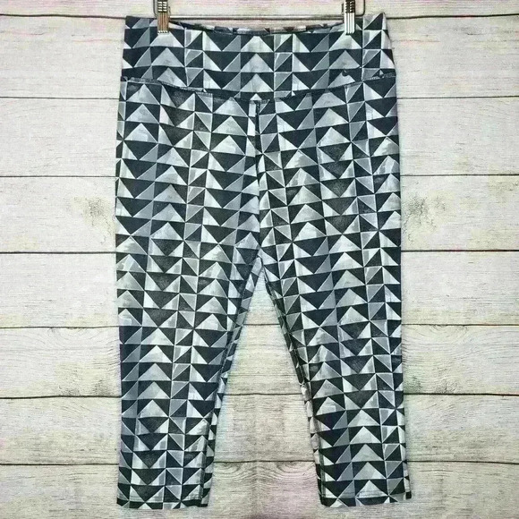 Nike dri fit black gray geometric leggings large - Picture 2 of 9